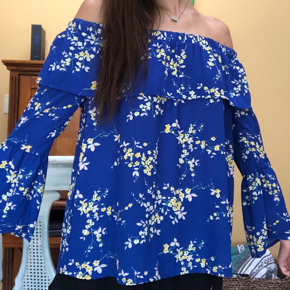 Sienna Sky Floral Off the Shoulder Bell Sleeve Top